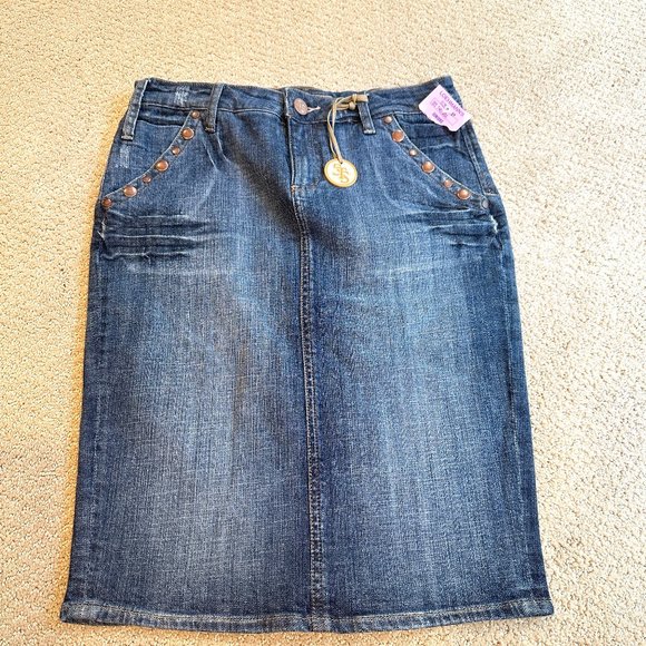 STS See Thru Soul Denim Skirt Mini Western Boho Embroidered Sz 27#TK4233POJK3 - Picture 1 of 7